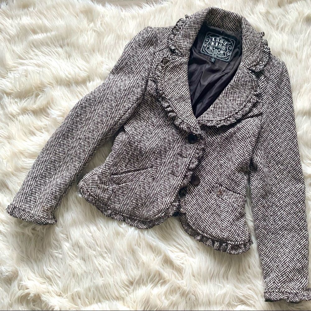 Last Kiss Cropped Menswear Blazer Junior Size M